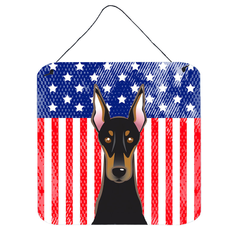Décoration murale drapeau american, Doberman