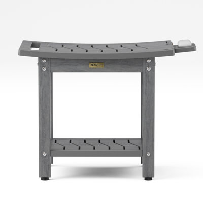 HIPS 20.6" W Waterproof Shower Benches Shower Stool Indoor Outdoor Non-Slip Bathroom Chair Seat with Storage Handle Soap Dish