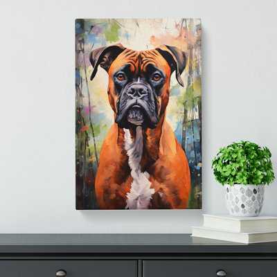 Boxer Dog Hard Edge Painting - Print