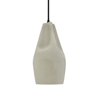 Radiance - Luminaire suspendu 1 lumière Tall Crease - Vert céladon craquelé - Noir mat - DEL dédiée - Cordon noir
