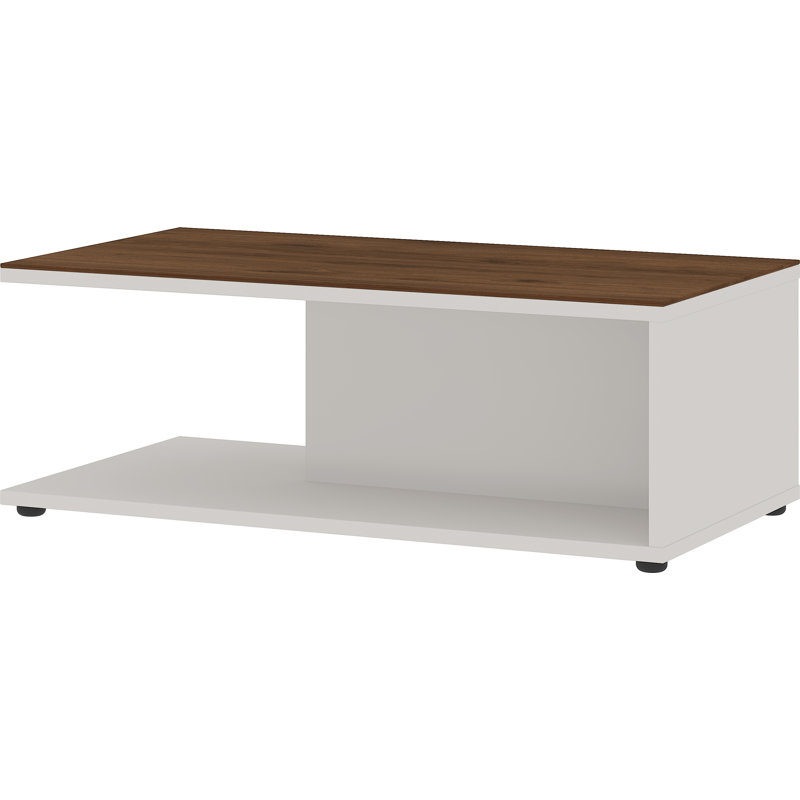 Derica Floor Shelf Coffee Table with Storage, White, Brown
