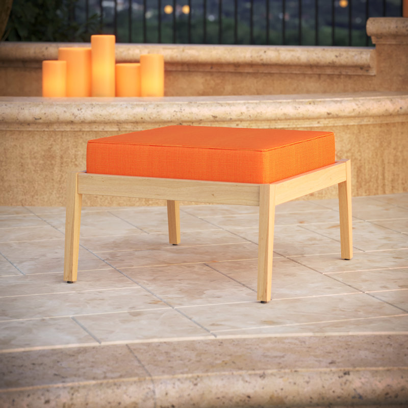 Sunbrella® Outdoor Ottoman Cushion, Sunbrella Upholstery Tangerine Sunbrella® Canvas