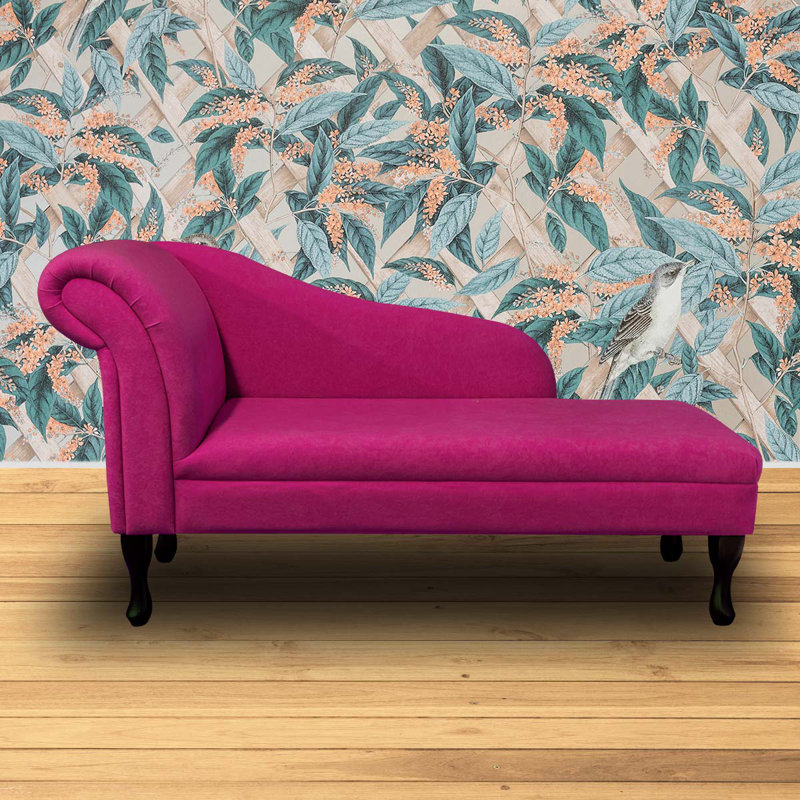 Upholstered Chaise Lounge, Left-Arm Chaise, Pink