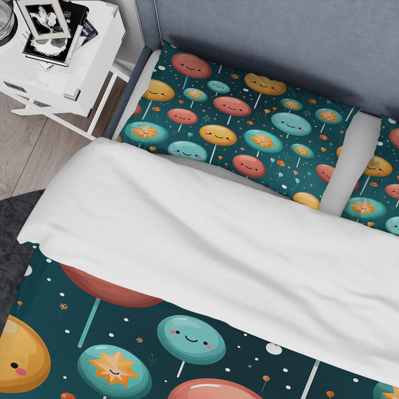 Ensemble de housse de couette Lollipop Dream Pattern II - Food Donuts, Housse de couette pour très grand lit