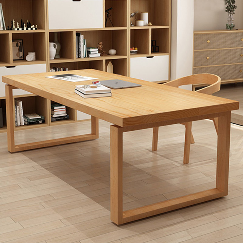 Burlywood Rectangular Solid Wood desk, 29.53" H x 62.99" W x 27.56" D