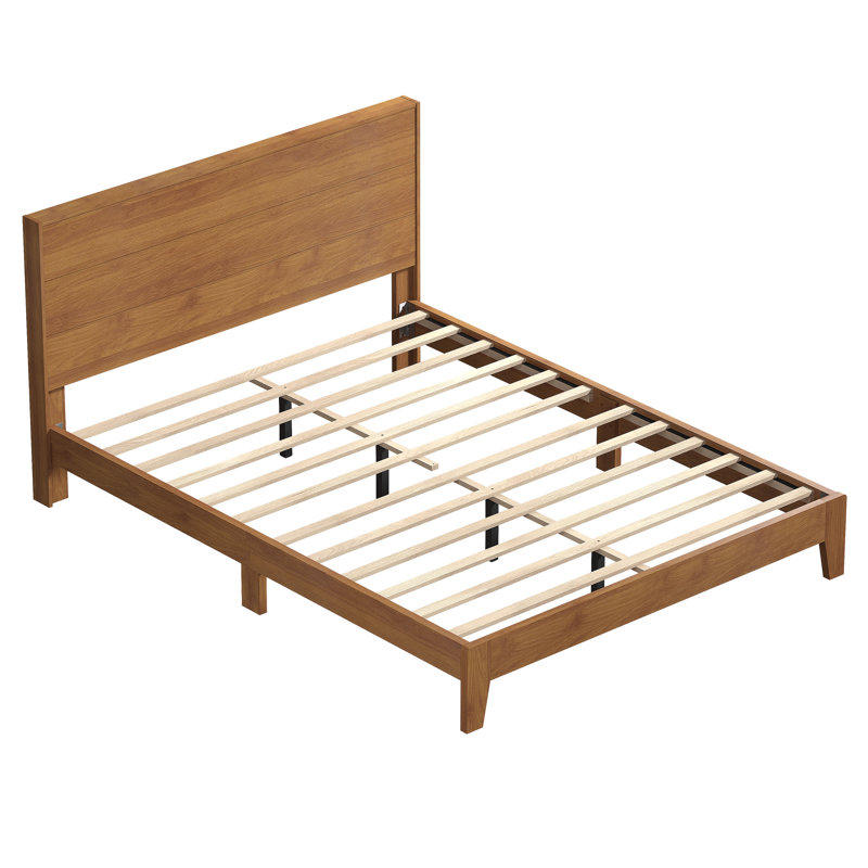 Allyannah Levison Platform Bed With Headboard, Queen, Amber Walnut
