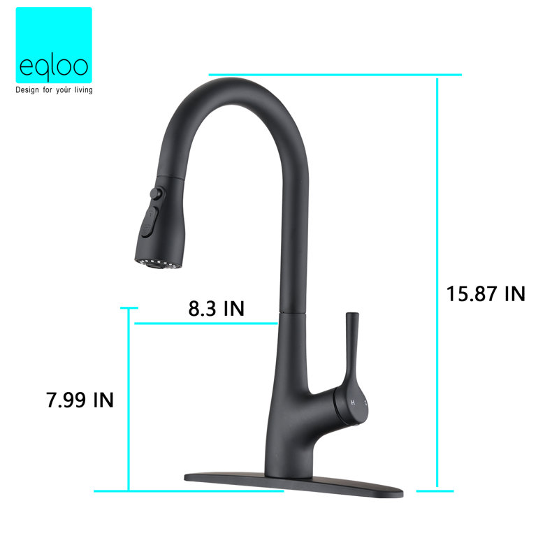 Eqloo Pull Down Kitchen Faucet, Matte Black