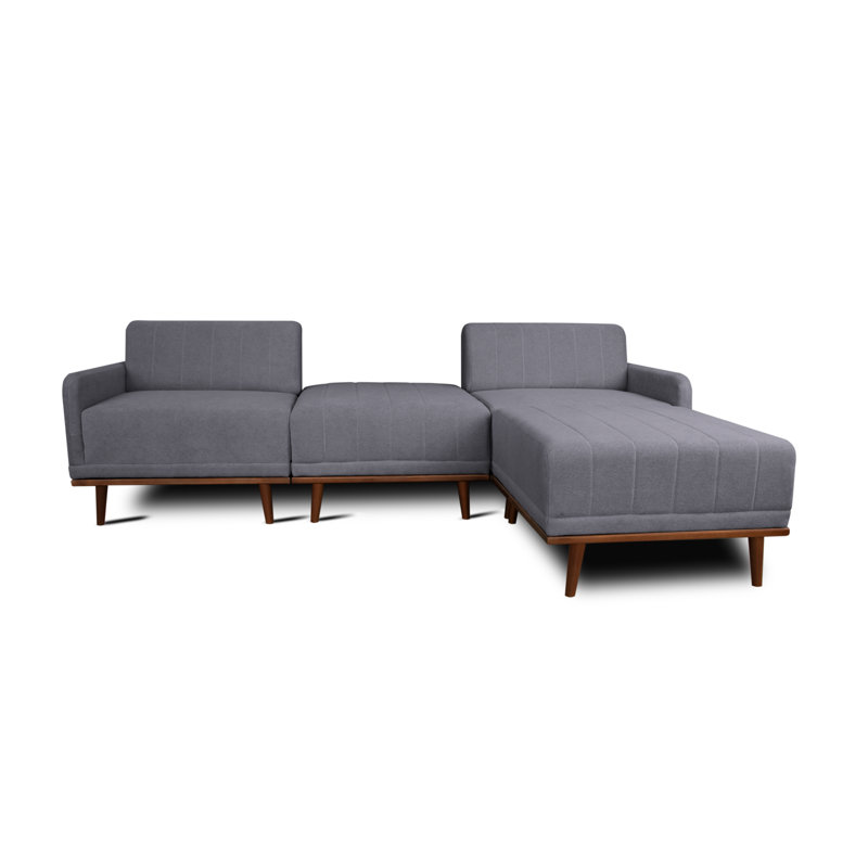 Strouth 4 Seater Sofa & Chaise, Right Hand Facing, Grey Polyester Blend