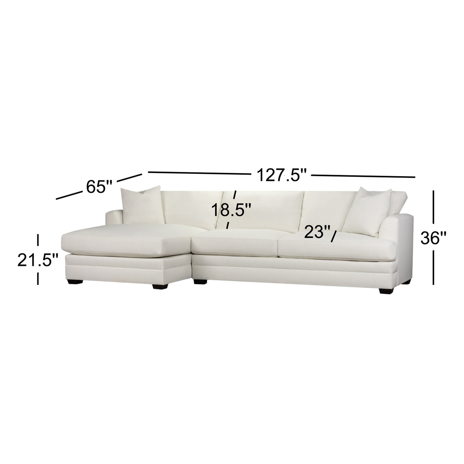 Edan Chaise Sectional, Left Hand Facing, Bayou Off White Canvas