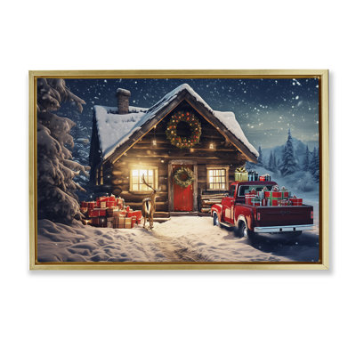 Art giclée Woodsy Holiday Cabin par Alina Georgescu