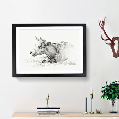 A Resting Cow by Jean Bernard - Framed Print