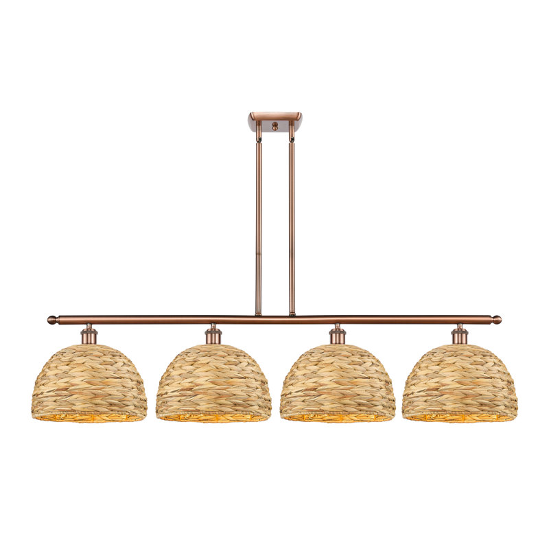 Luminaire suspendu en dôme à 4 lumières Baudilia, H 12 po x l 50 po x P 12 po, Noir mat