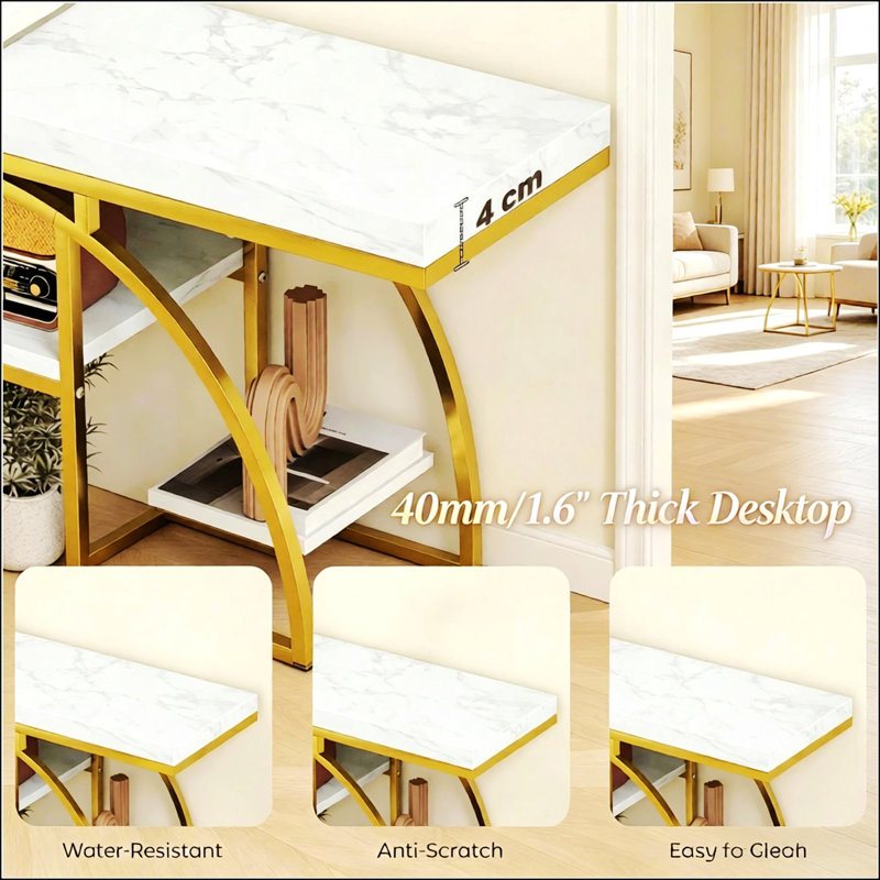 Table de canapé moderne, console chic avec tablettes à plusieurs niveaux, table d'entrée polyvalente, console de rangement, table d'appoint (seulement 1 console)