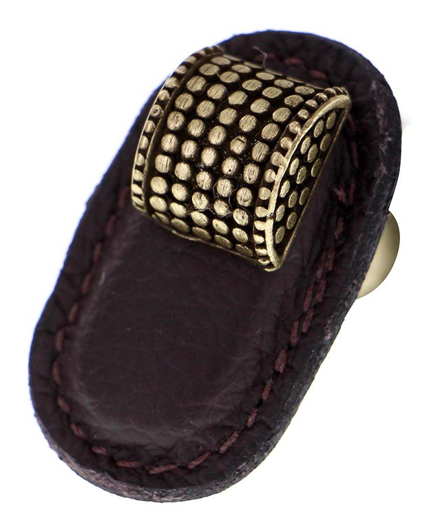 Tiziano Rectangular Knob, Brown, Antique Brass