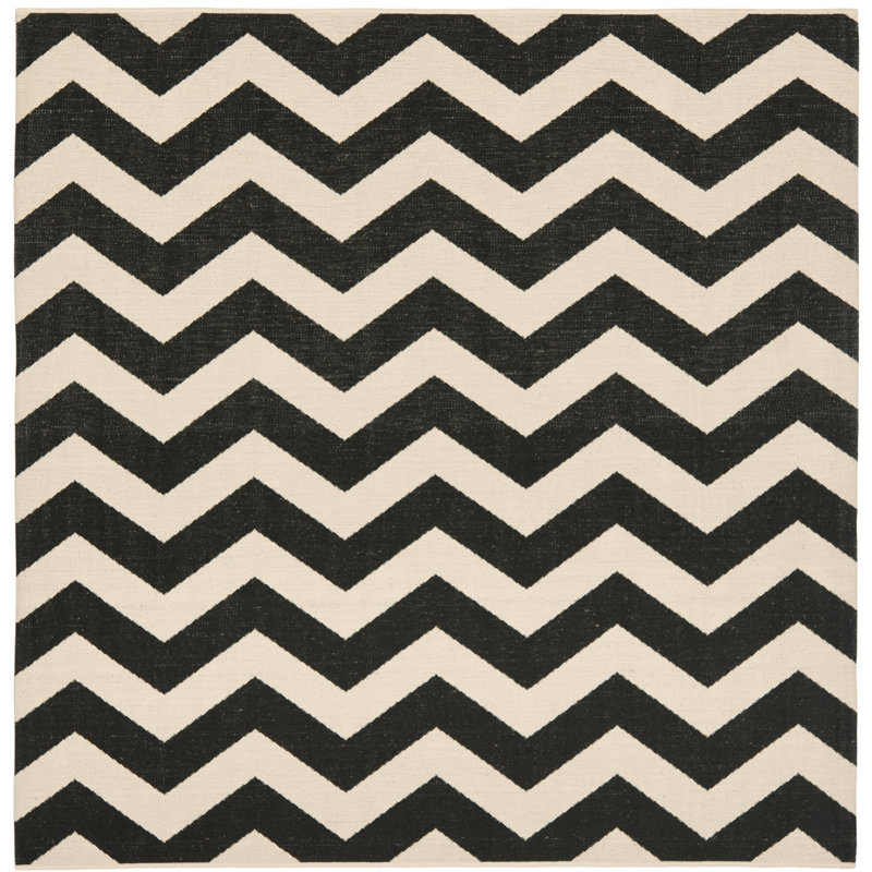 Arneshia Polypropylene Black/Beige Area Indoor/Outdoor Area Rug, Square 8'