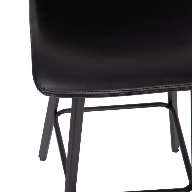 Brandy Upholstered Counter Stool with Metal Frame, Black