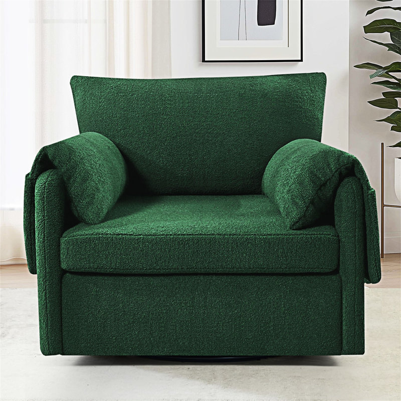 Fauteuil d'appoint pivotant, Peluche vert foncé