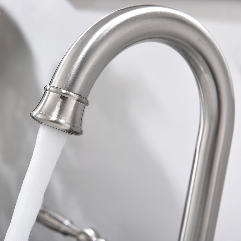 2-handle Bathroom Faucet with Drain Assembly, Silver