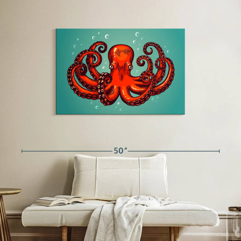 Mighty Red Octopus, 26" H x 39" W