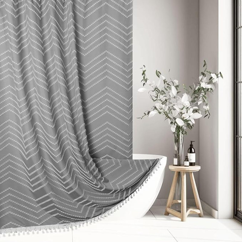 Rideau de douche Boho 72 x 72, Blanc / gris