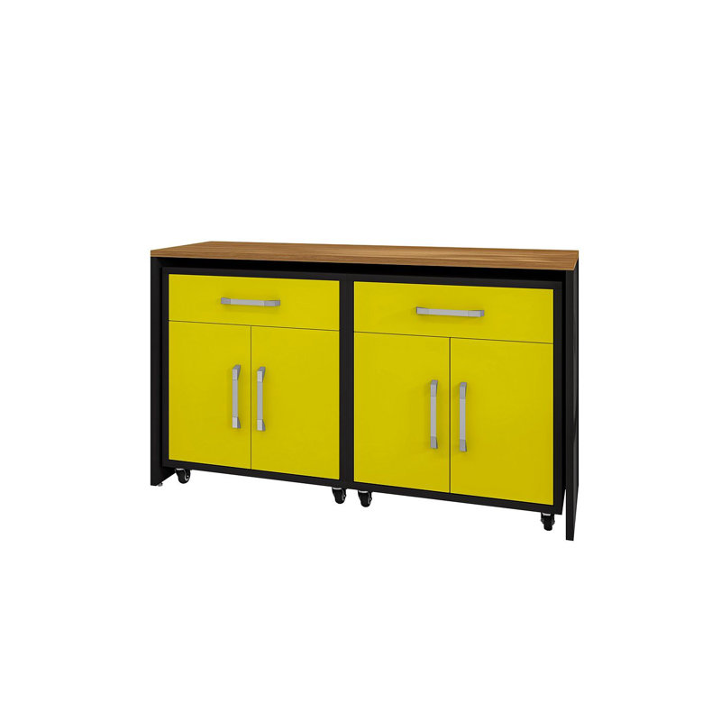 Aseem 2 Piece Storage System, Black/Yellow