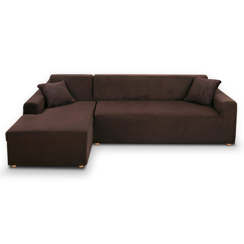 Housse pour canapé d'angle à coussins carrés / rectangulaires, Velours brun