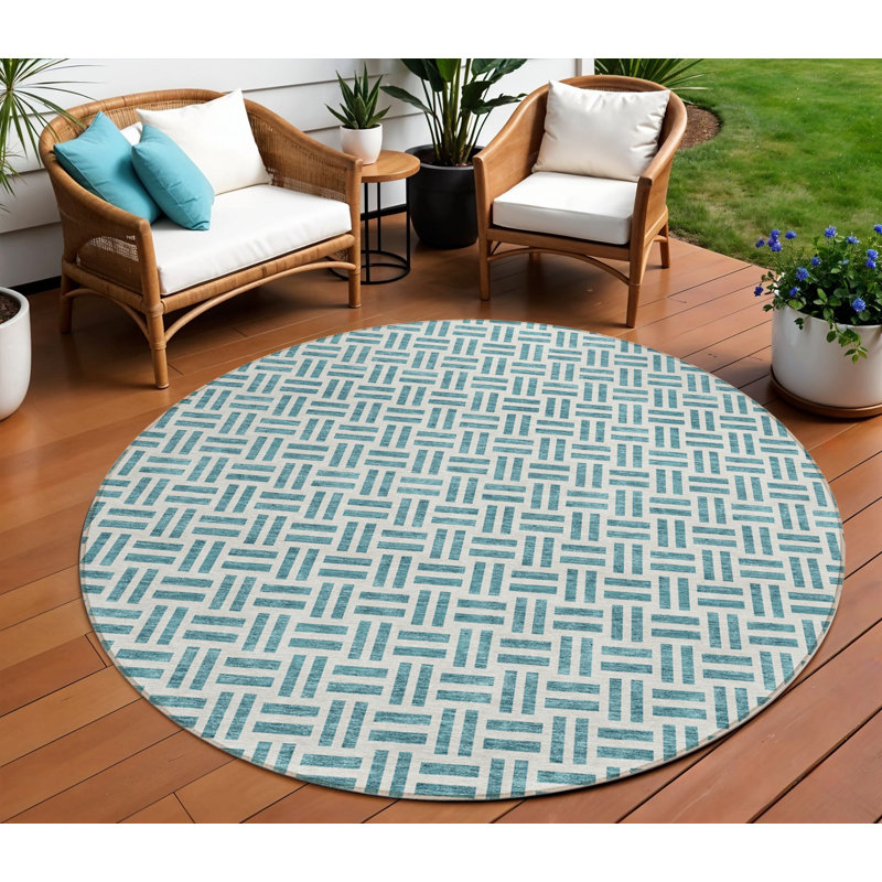 Tapis rond bleu 8 po