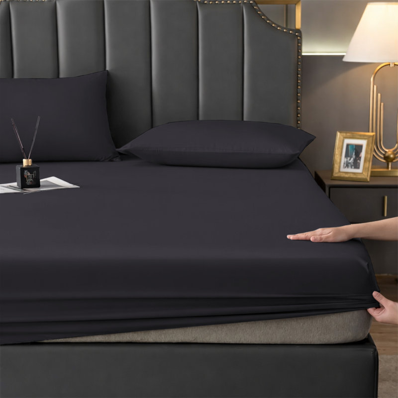Aspire Homeware Premium 25cm Deep Fitted Sheet for Stylish and Comfortable Bedding, Charcoal, Single (3')