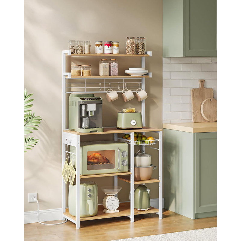Étagère de boulanger en métal 35,4 po Omena, Blanc / or
