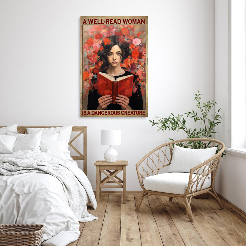 «A Well Read Woman», reproduction d'art rectangulaire sur toile tendue 2 pièces, H 36 po x l 24 po x P 1,25 po
