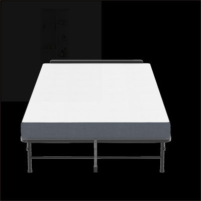 Black-toned folding rollaway guest sleeper bed, extra long metal frame with 5-inch memory foam mattress, wheeled space-saving bed for tall adults