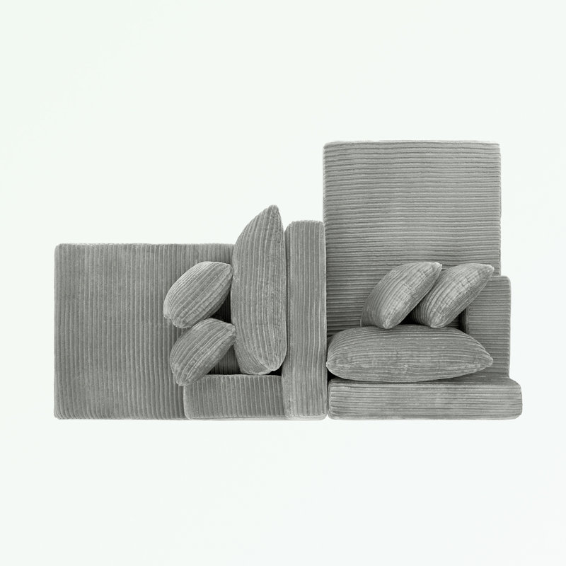 Canapé avec coussin moelleux et coussins, Gris