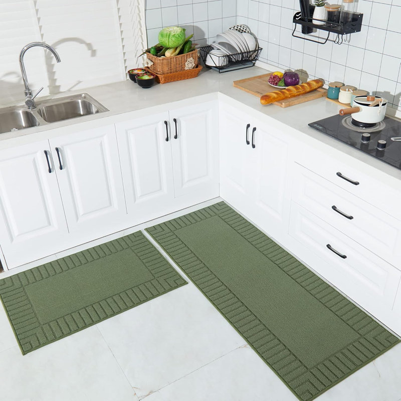 Kitchen Rugs,Set Of 2 60X89cm+60X152cm, Green