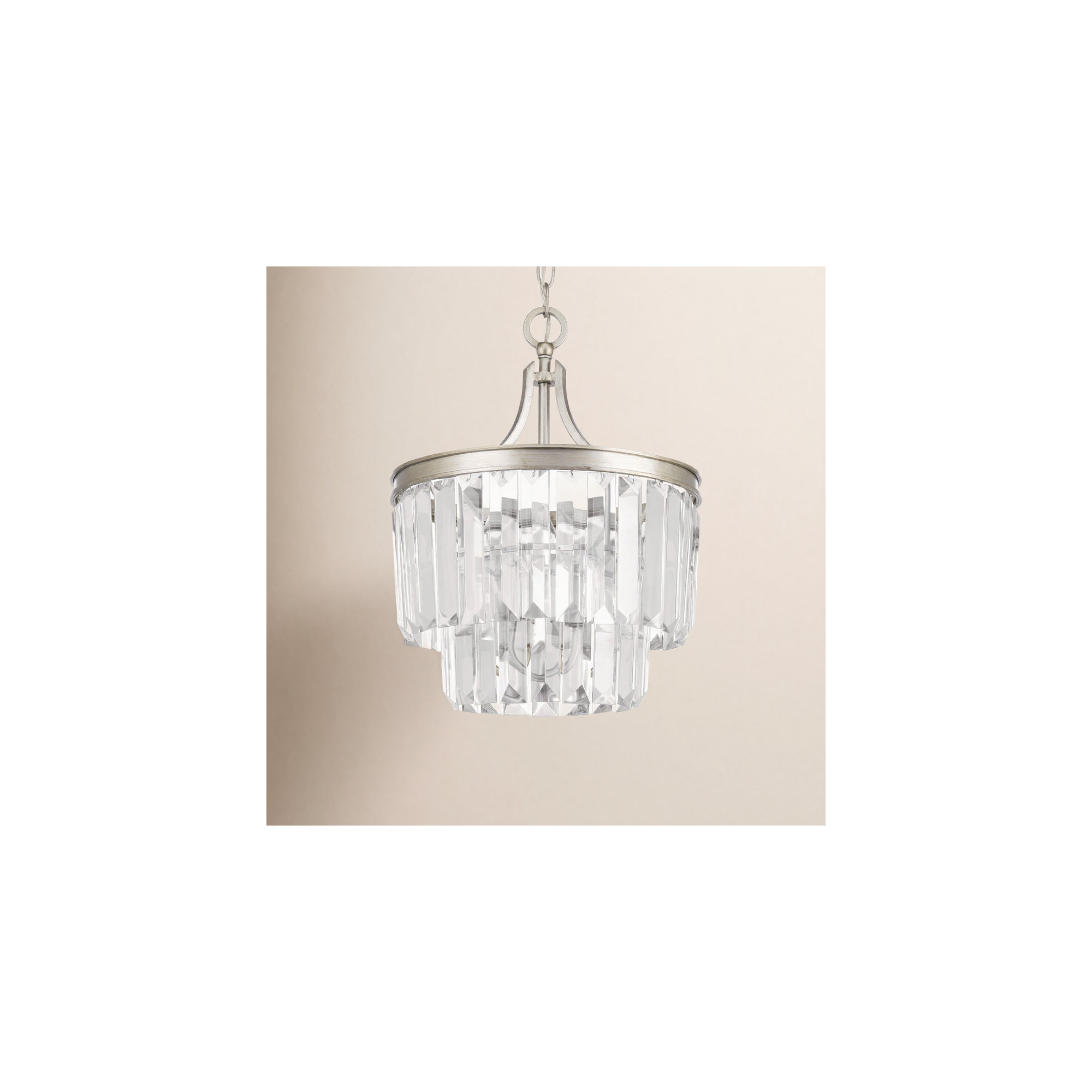 Galene 3 Light Glass Semi Flush Mount, Silver Ridge