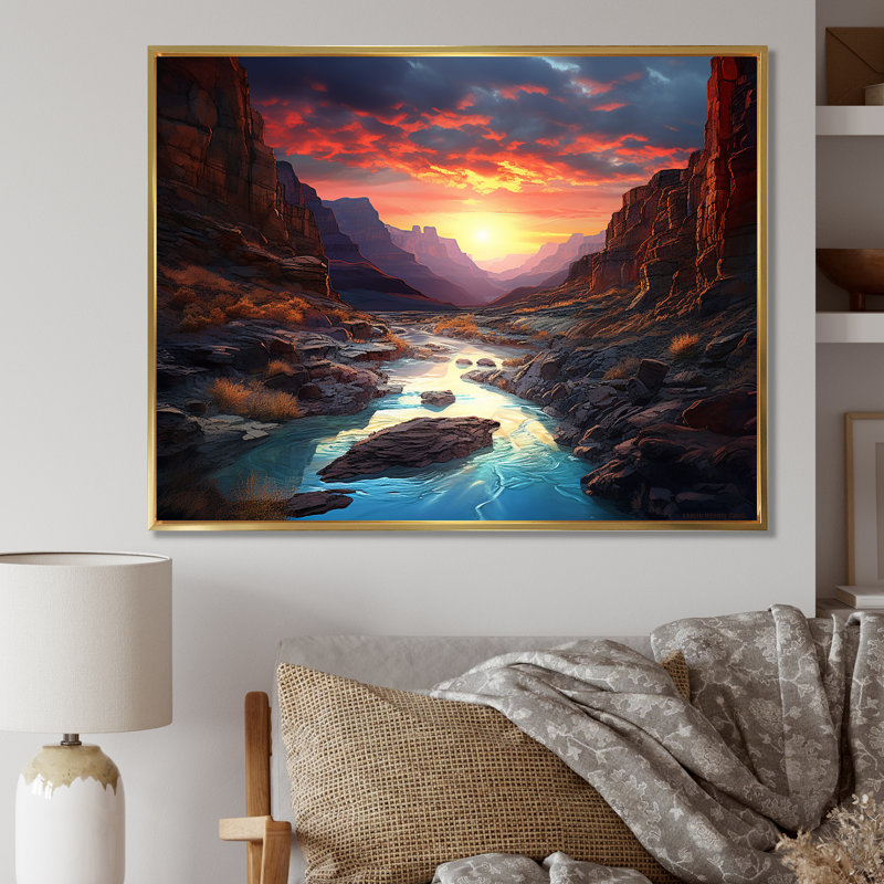 Canyon Desert Sunset I - Print, 34" H x 44" W x 1.5" D, Gold Floater Framed