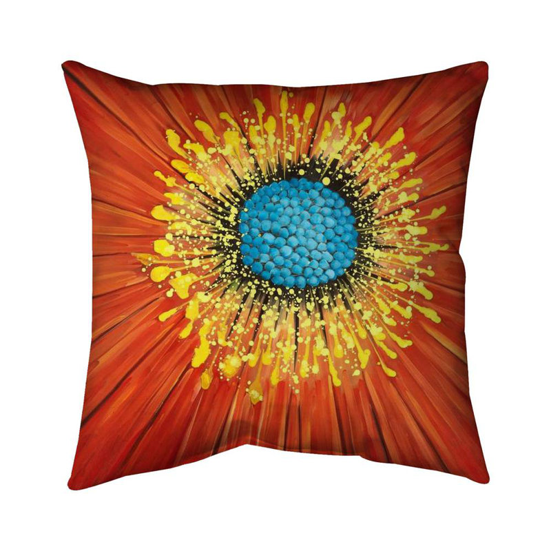 Closeup on a red flower - 20"x20" Throw pillow cover - Poly twill - Print on demand