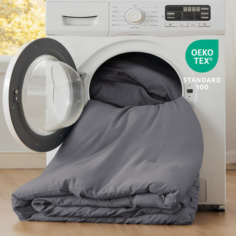 Ensemble d'édredon réversible, Gris, Édredon très grand californien + 2 taies d'oreil