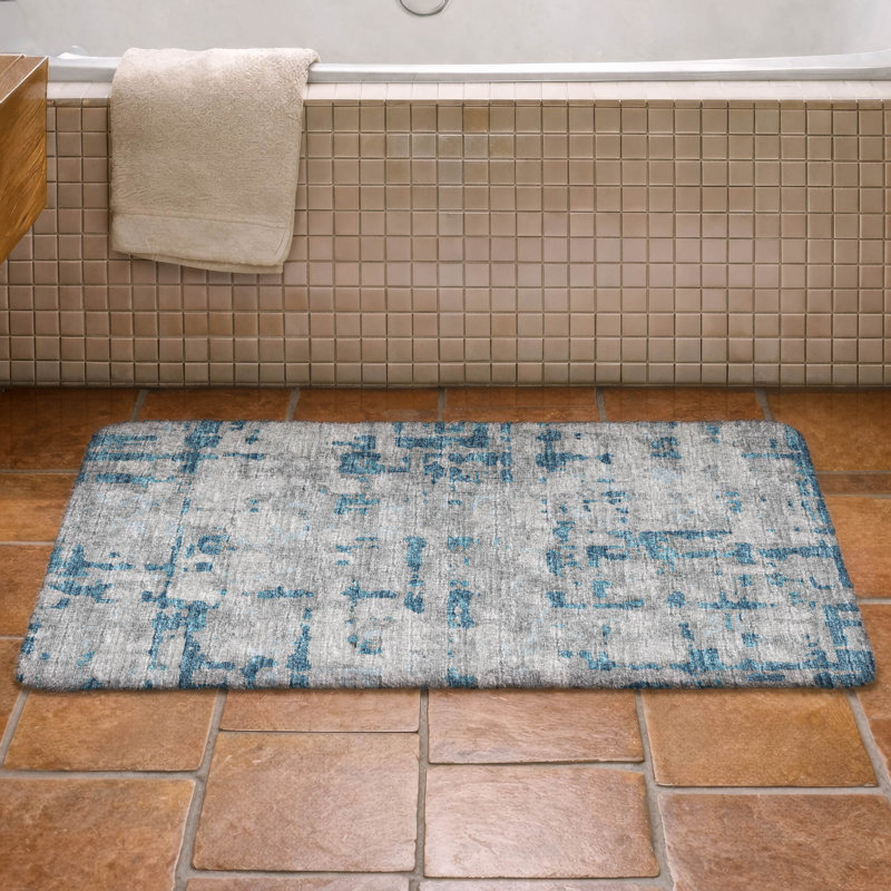 Premium Machine Washable Dream Shag ADS76 Abstract Plaid Rug, 1'8" x 2'6", Peacock