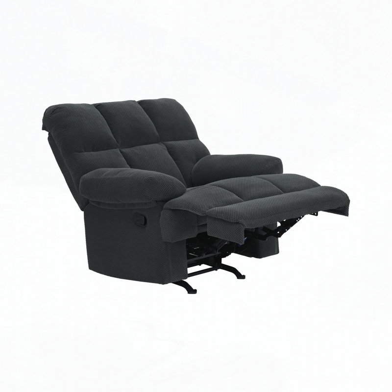 Fauteuil inclinable manuel berçant avec revêtement Nubby et accoudoirs moelleux, sans pivot, Tissu gris foncé