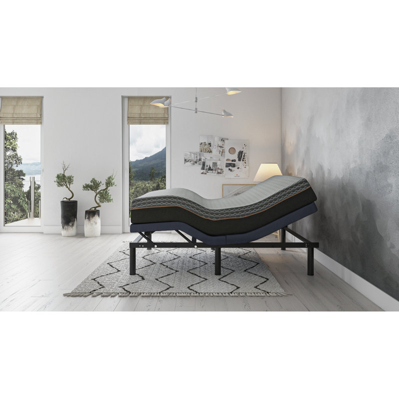 Bt2500 Twin Adjustable Bed - Full Positions Adjustable, Wireless Remote Control, Programmable Memory, Head And Foot 850 Lbs Capacity, Blue+Grey Range Position Remote, Memory Position, Lb Blue Grey