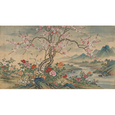 Papier peint floral avec fleurs et pivoines amovibles