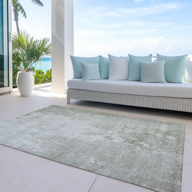 Tapis intérieur / extérieur lavable ivoire Uma , 10 pi x 14 pi