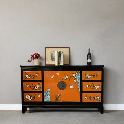 Armoire d'entrée en bois d'orme massif