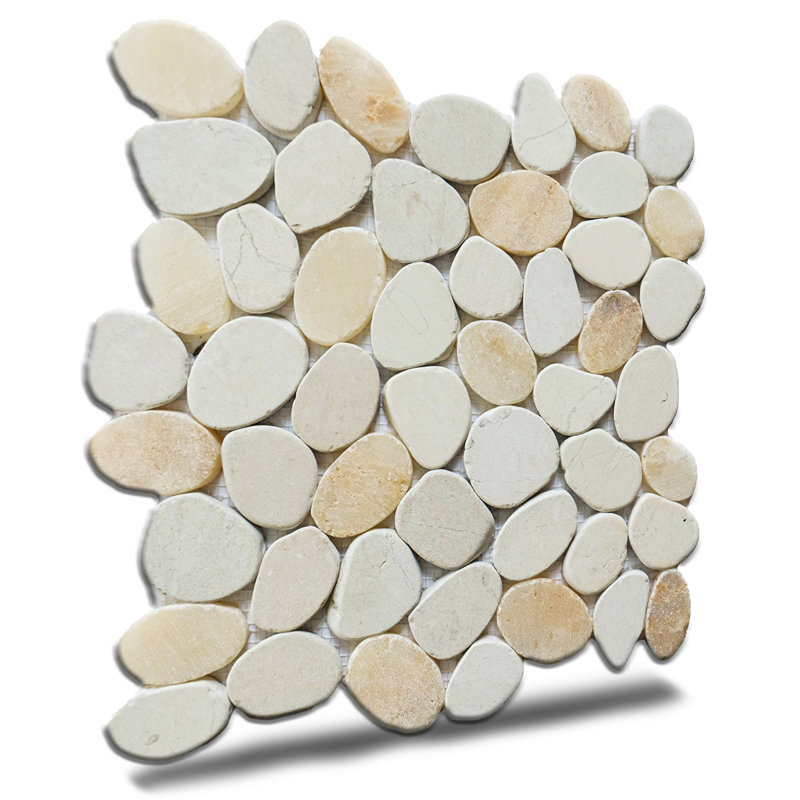 Hawaii 12" x 12" Natural Stone Pebbles Mosaic Wall & Floor Tile, Oyster