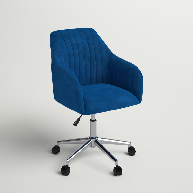 Cordelia Velvet Office Chair, Blue, Chrome