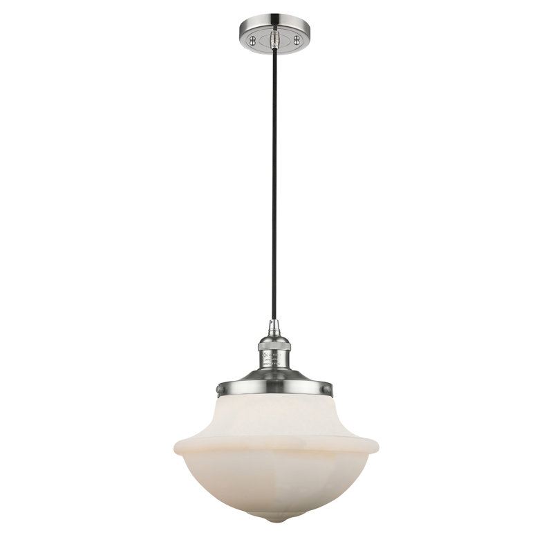 Baptiste 1 - Light Single Pendant, No Bulb Included, Matte White, Polished Nickel