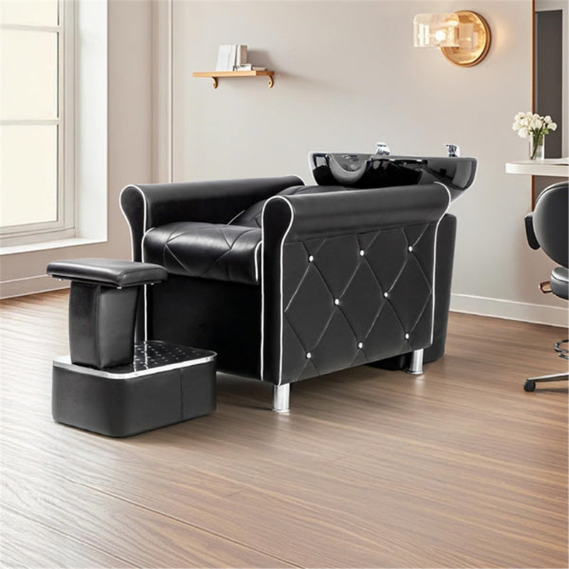 Salon Shampoo Bowl And Chair Backwash Unit With Large Porcelain Bowl