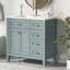 Meuble-lavabo vert 36 po avec lavabo, structure solide et panneau de fibres à densité moyenne, conception autoportante moderne