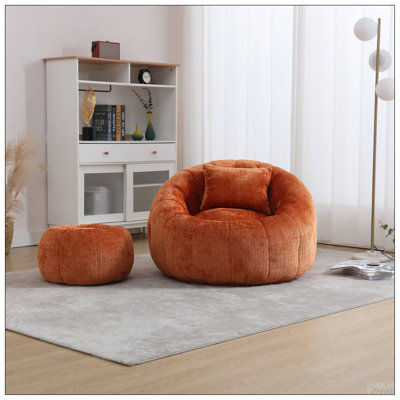 Fauteuil à billes de style uni UNI WIN, chaise ronde confortable pour adultes avec repose-pieds, canapé-lit simple de loisirs avec coussin pour salon, chambre à coucher, appartement