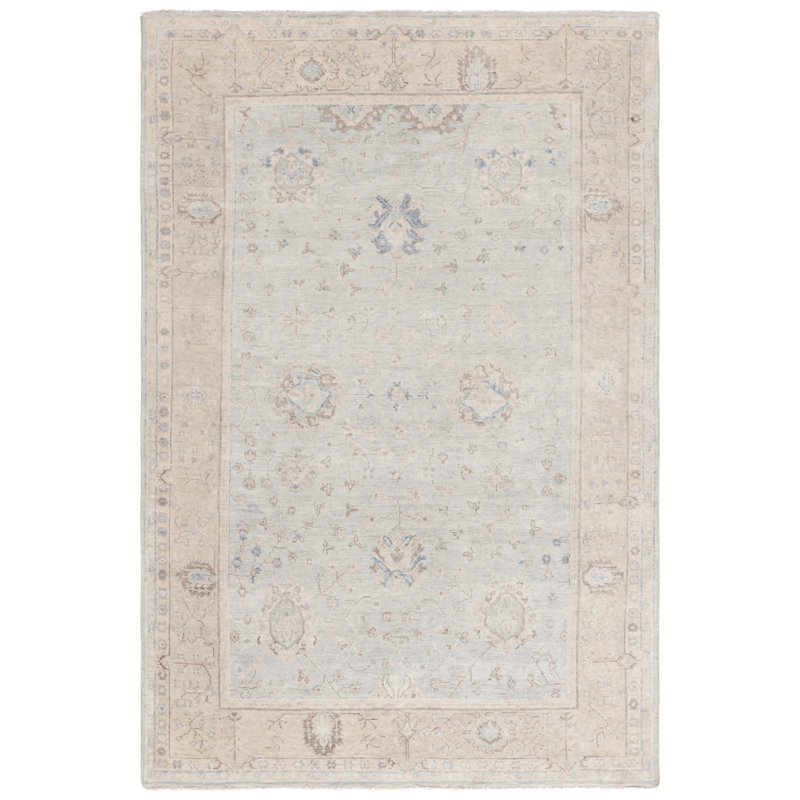 Tapis oriental en laine et coton noué à la main Oushak, Rectangle 6 pi x 9 pi